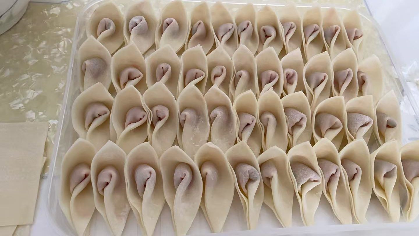 媳妇包的抄手还挺精致